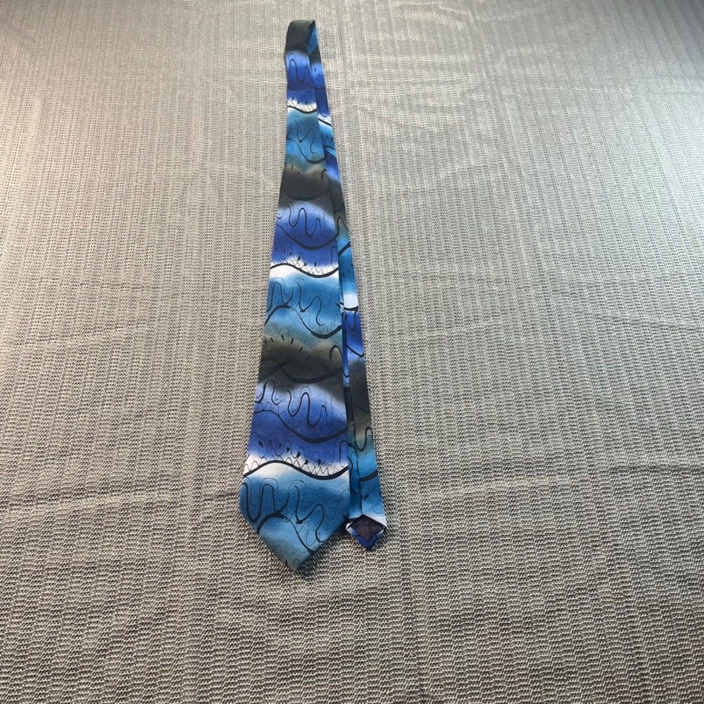J. Garcia Silk Tie Thistle Ghost Collection Twenty Blue Grey Abstract Art Mens
